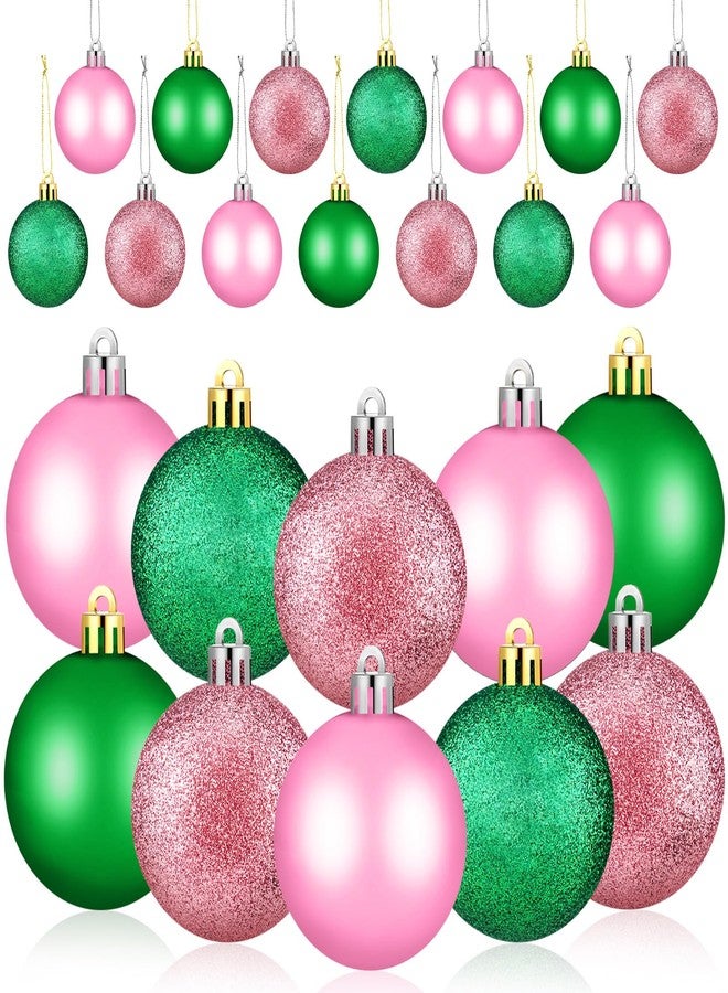 Simgoing 24 Pcs Pink Green Christmas Tree Ornaments 2.4 in Witch Christmas Balls Tree Decoration Princess Birthday Party Decor Witch Movie Accessories for Holiday Pastel Xmas Mantel Home Decor - Image 1